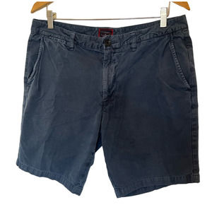 Untuckit Men's sz 36 Blue Chino Shorts Flat Front Washed Blue Cotton 9 in inseam